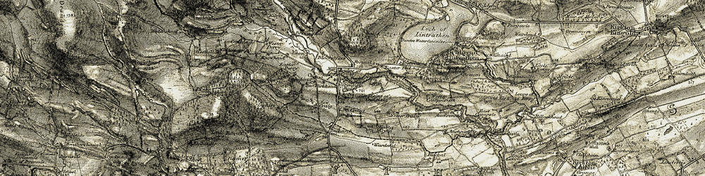 Old map of Burn of Kilry in 1907-1908