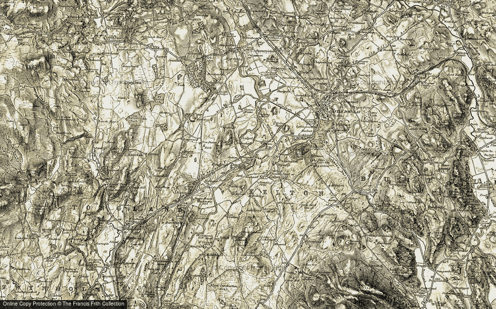Old Map of Historic Map covering Black Bridge Burn in 1904-1905