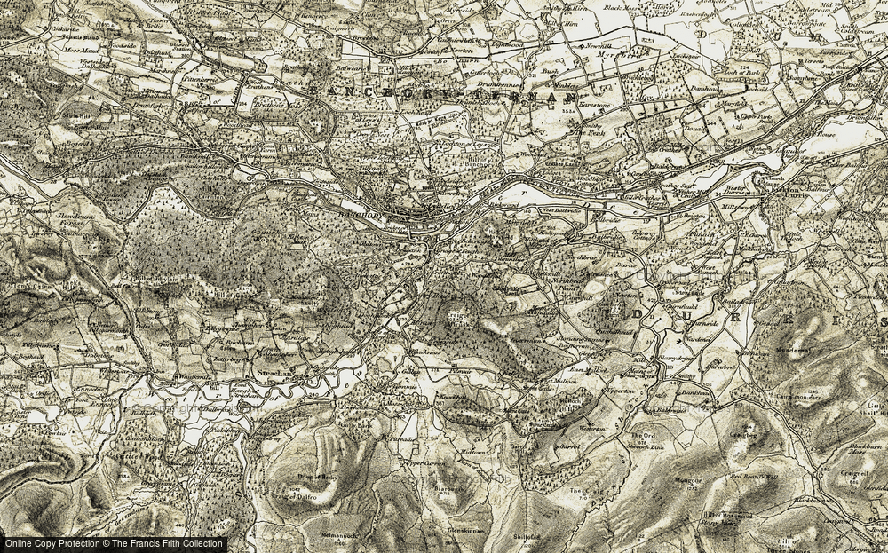 Old Map of Historic Map covering West Mulloch in 1908-1909