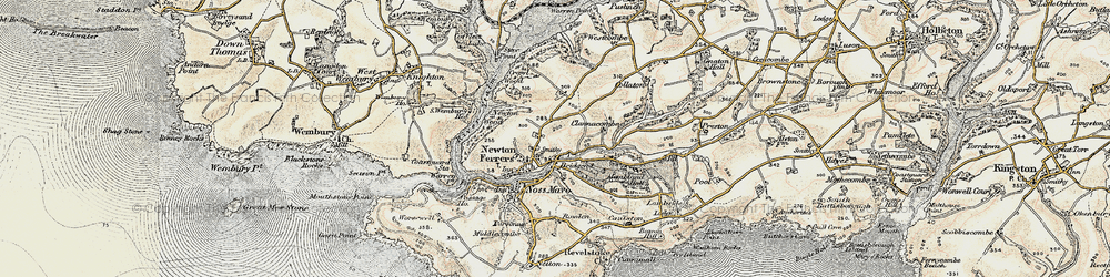 Old map of Bridgend in 1899-1900