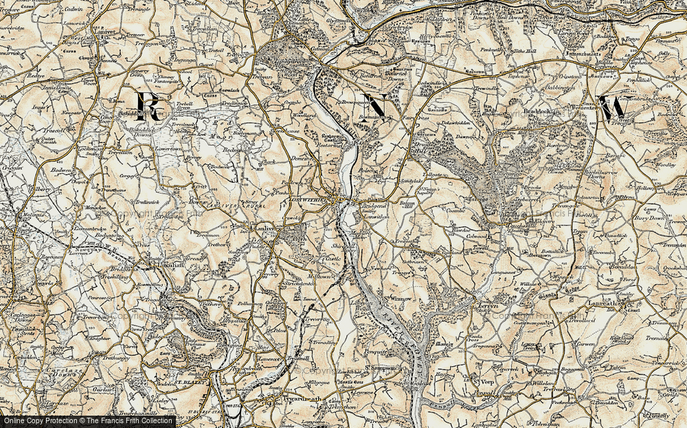 Old Map of Historic Map covering Lanwithan in 1900