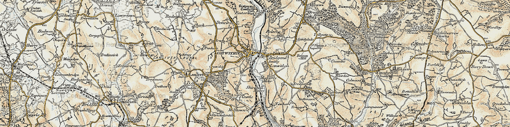 Old map of Bridgend in 1900