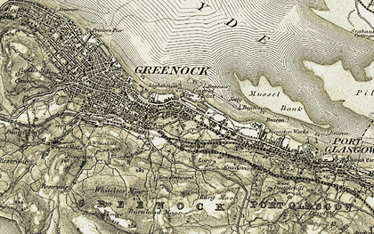 Old map of Bridgend in 1905-1907