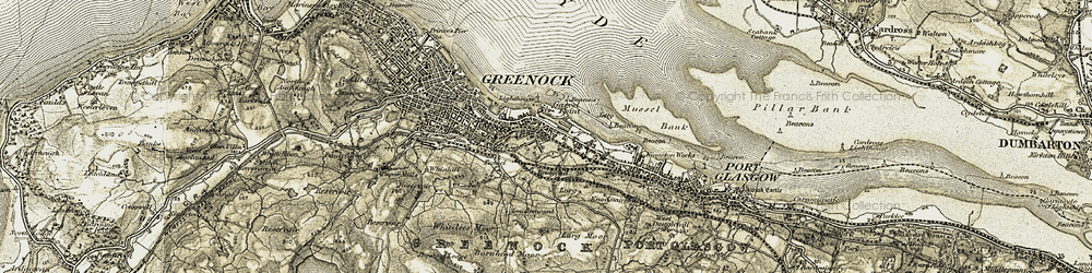 Old map of Bridgend in 1905-1907