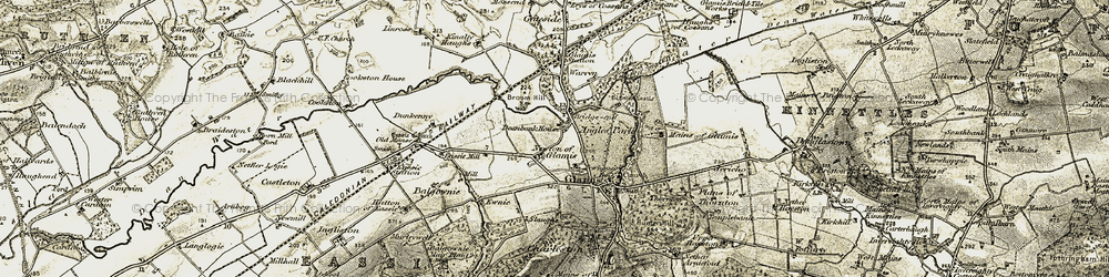 Old map of Bridgend in 1907-1908