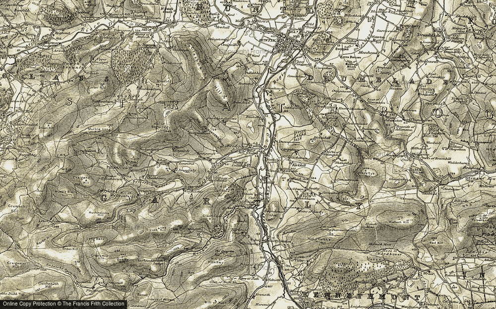 Old Map of Historic Map covering Bucharn in 1908-1910