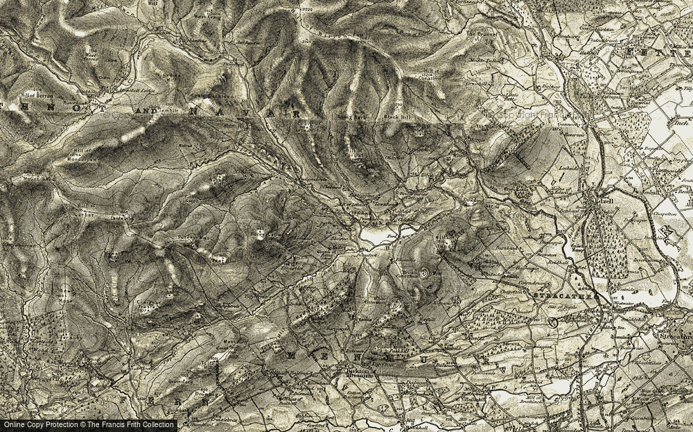 Old Map of Historic Map covering Berry Cairn in 1908
