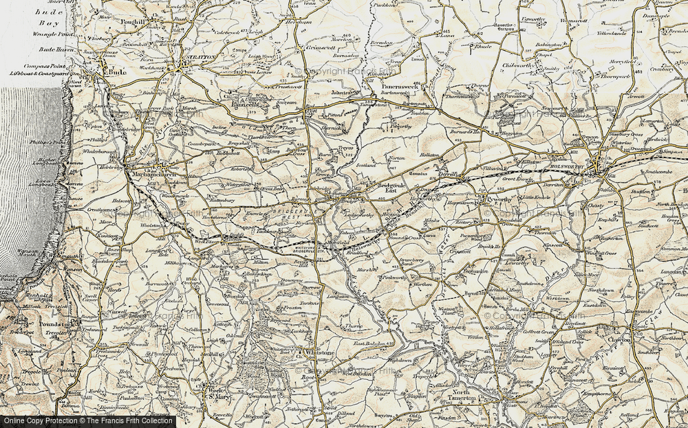 Old Map of Historic Map covering Bradford Manor in 1900