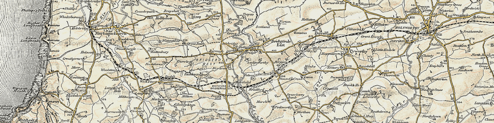 Old map of Bridgerule in 1900