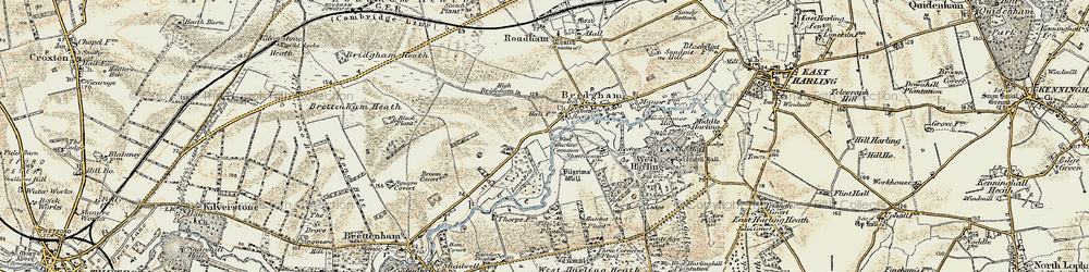 Old map of Bridgham in 1901
