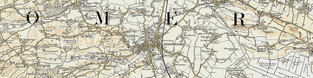 Old map of Bridgwater in 1898-1900