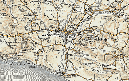 Old map of Bridport in 1899