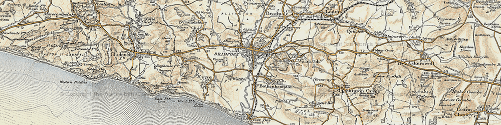 Old map of Bridport in 1899