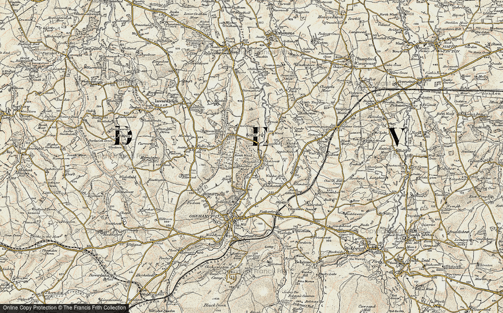 Old Map of Historic Map covering Abbeyford Woods in 1899-1900