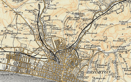Old map of Brighton in 1898