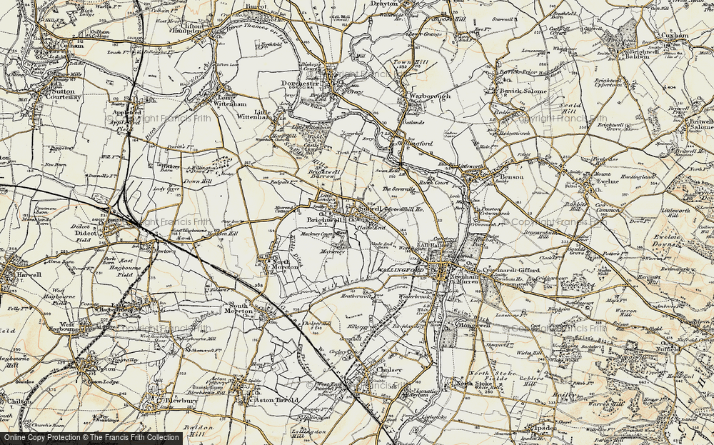 Old Map of Historic Map covering Brightwell Barrow in 1897-1898
