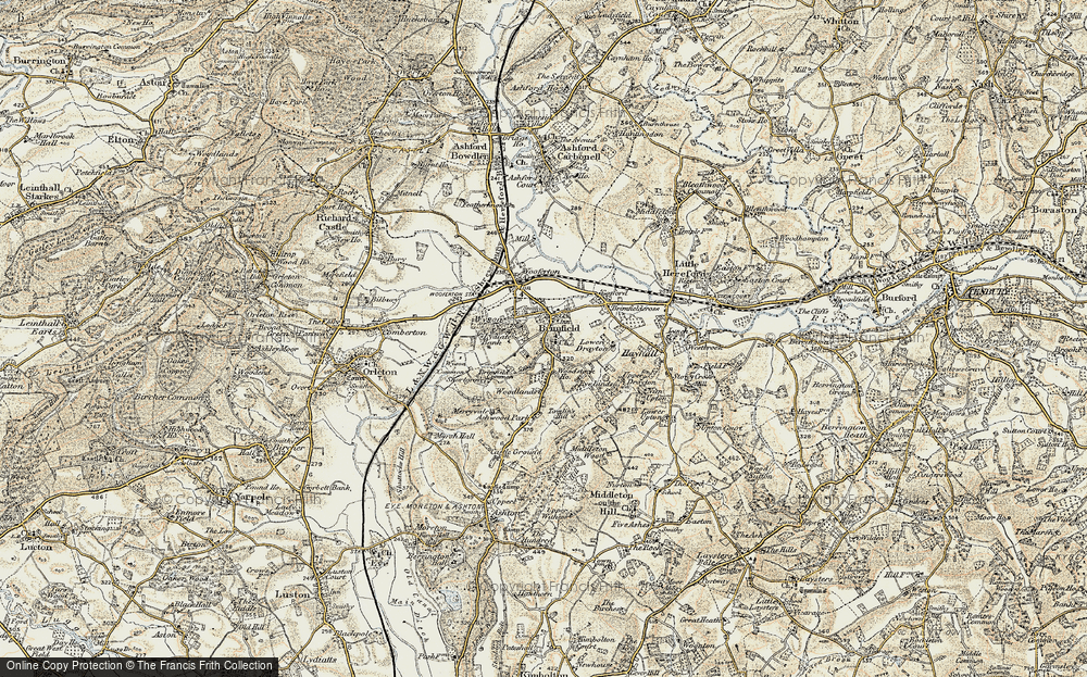Old Map of Historic Map covering Woodlands in 1901-1902