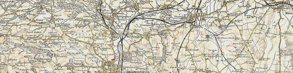 Old map of Brimington in 1902-1903