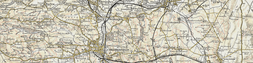 Old map of Brimington Common in 1902-1903