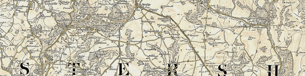 Old map of Brimpsfield in 1898-1899