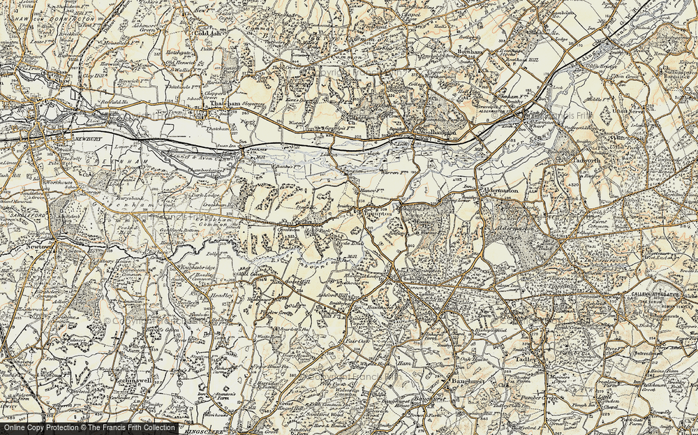 Old Map of Historic Map covering Brimpton Mill in 1897-1900