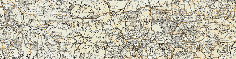 Old map of Brimpton Common in 1897-1900