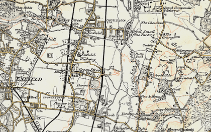 Old map of Lee Valley Park in 1897-1898