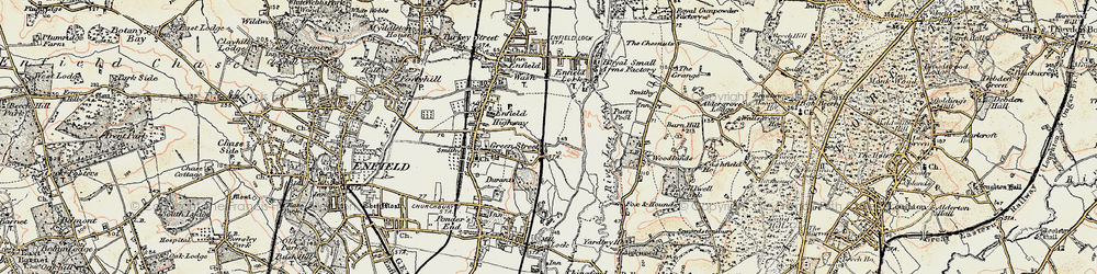Old map of Brimsdown in 1897-1898