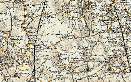 Old map of Brimstage in 1902-1903