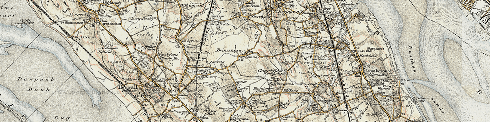 Old map of Brimstage in 1902-1903