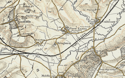 Old map of Bringhurst in 1901-1902