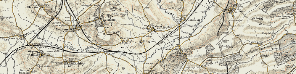 Old map of Bringhurst in 1901-1902