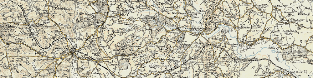 Old map of Bringsty Common in 1899-1902