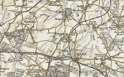Old map of Briningham in 1901-1902