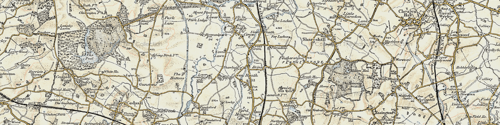 Old map of Brinsford in 1902