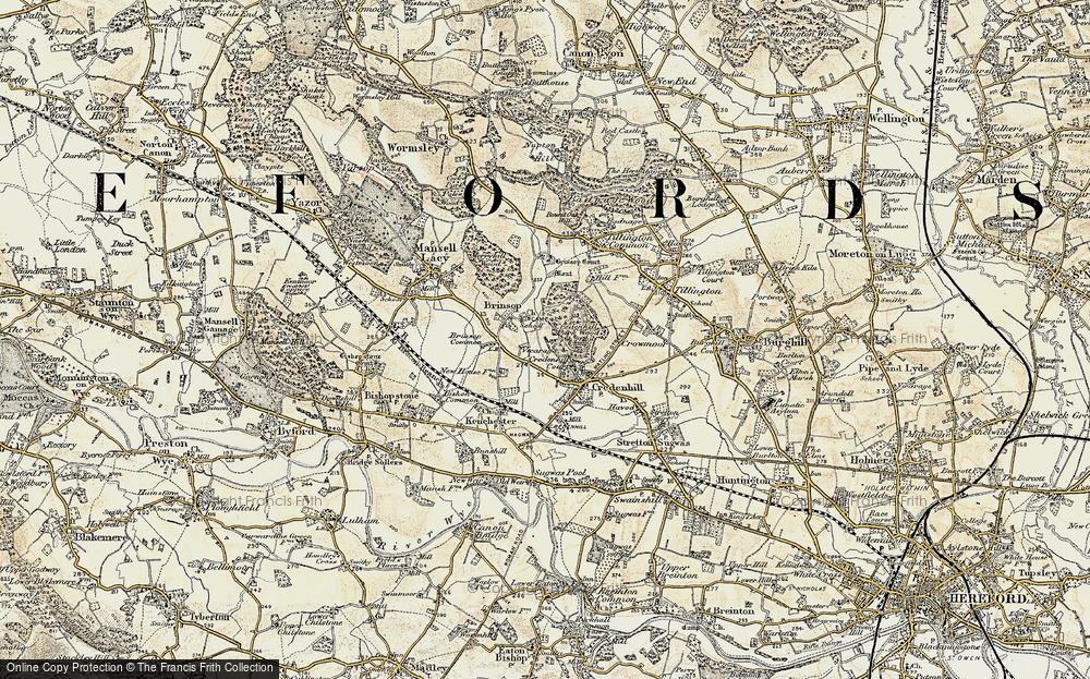 Old Map of Historic Map covering Brinsop Court in 1900-1901