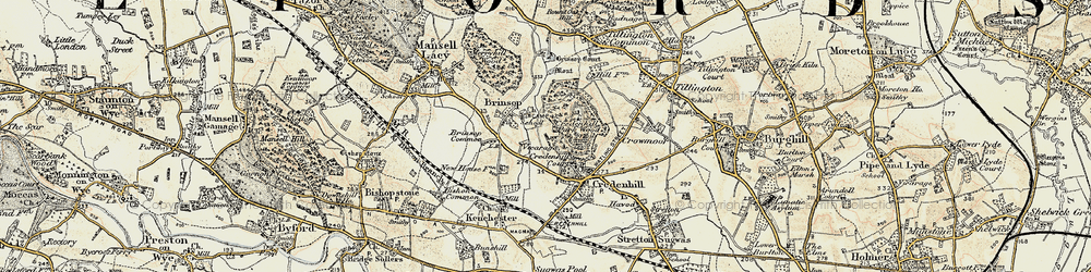 Old map of Brinsop Court in 1900-1901