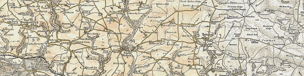 Old map of Brinsworthy in 1900