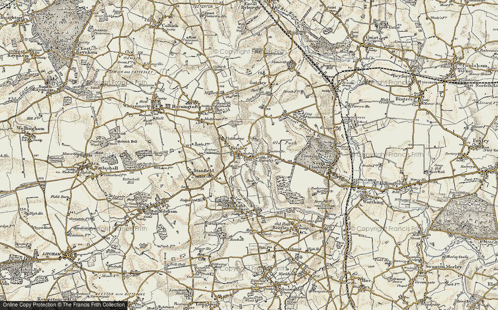 Old Map of Historic Map covering Brisley Green in 1901-1902