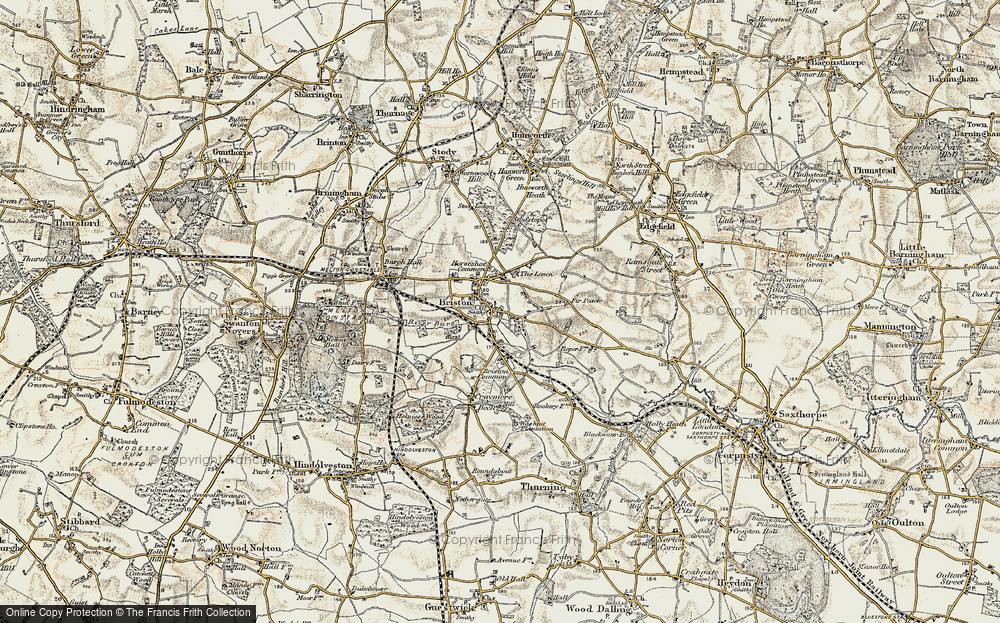 OLD ORDNANCE SURVEY MAP MELTON CONSTABLE BRISTON 1904 BURGH HALL 