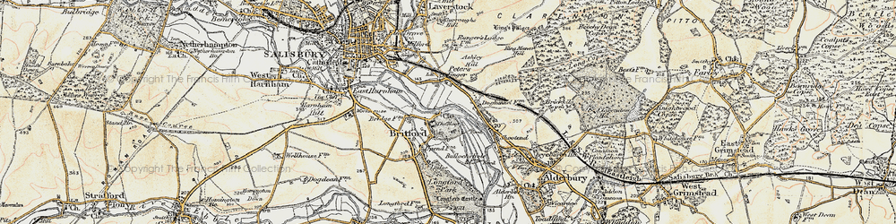 Old map of Britford in 1897-1898