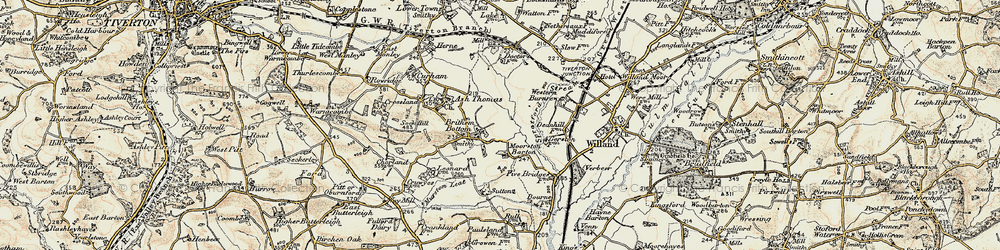 Old map of Brithem Bottom in 1898-1900