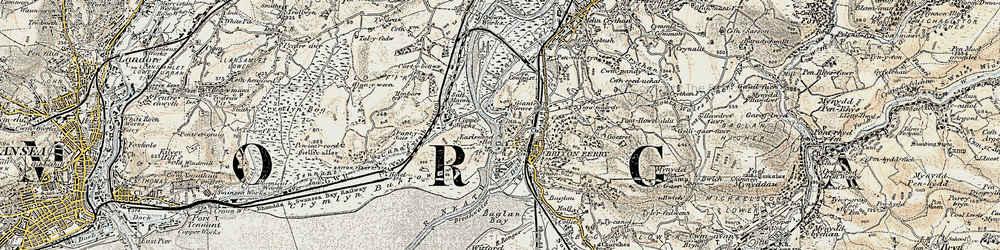 Old map of Briton Ferry in 1900-1901