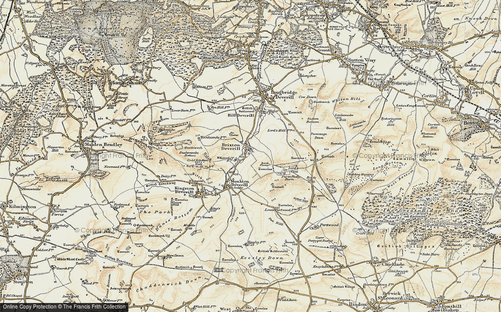 Old Map of Brixton Deverill, 1897-1899 in 1897-1899