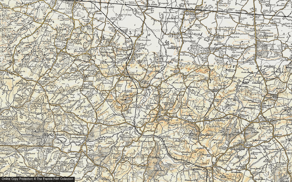 Old Map of Historic Map covering Brandfold in 1897-1898