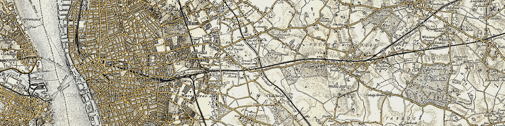 Old map of Broad Green in 1902-1903