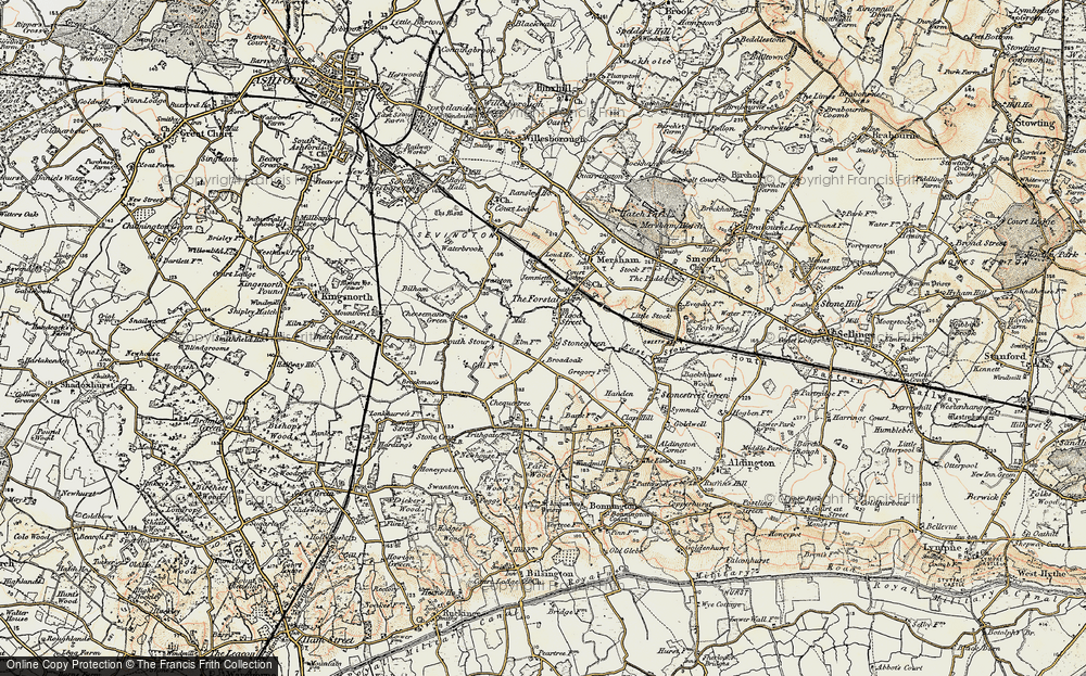 Old Map of Historic Map covering Denne in 1897-1898