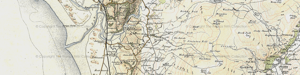Old map of Whitrow Beck in 1903-1904