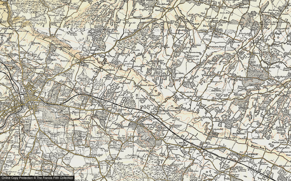 Old Map of Historic Map covering Hucking Hill Ho in 1897-1898