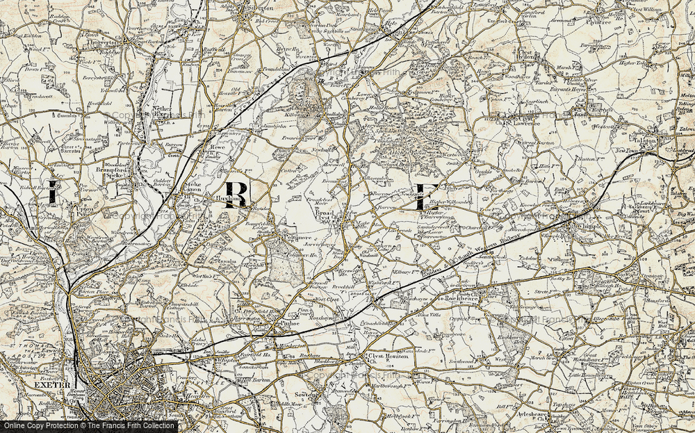 Poltimore Stoke Canon Old Map Devon 1906: 68SE Huxham Broad Clyst 